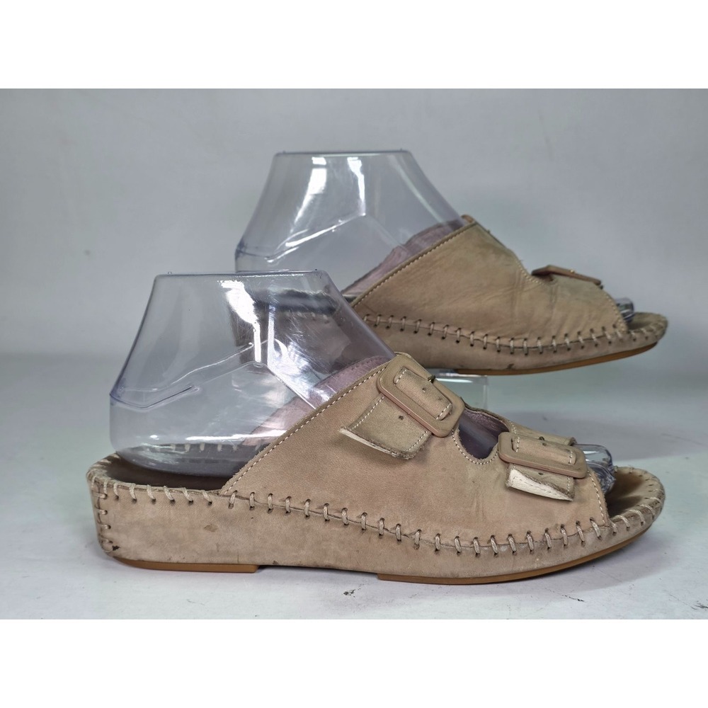 La Plume Jen Women's Sandals Size 6.5 EU 37 Beige Brown Leather Comfort Shoes